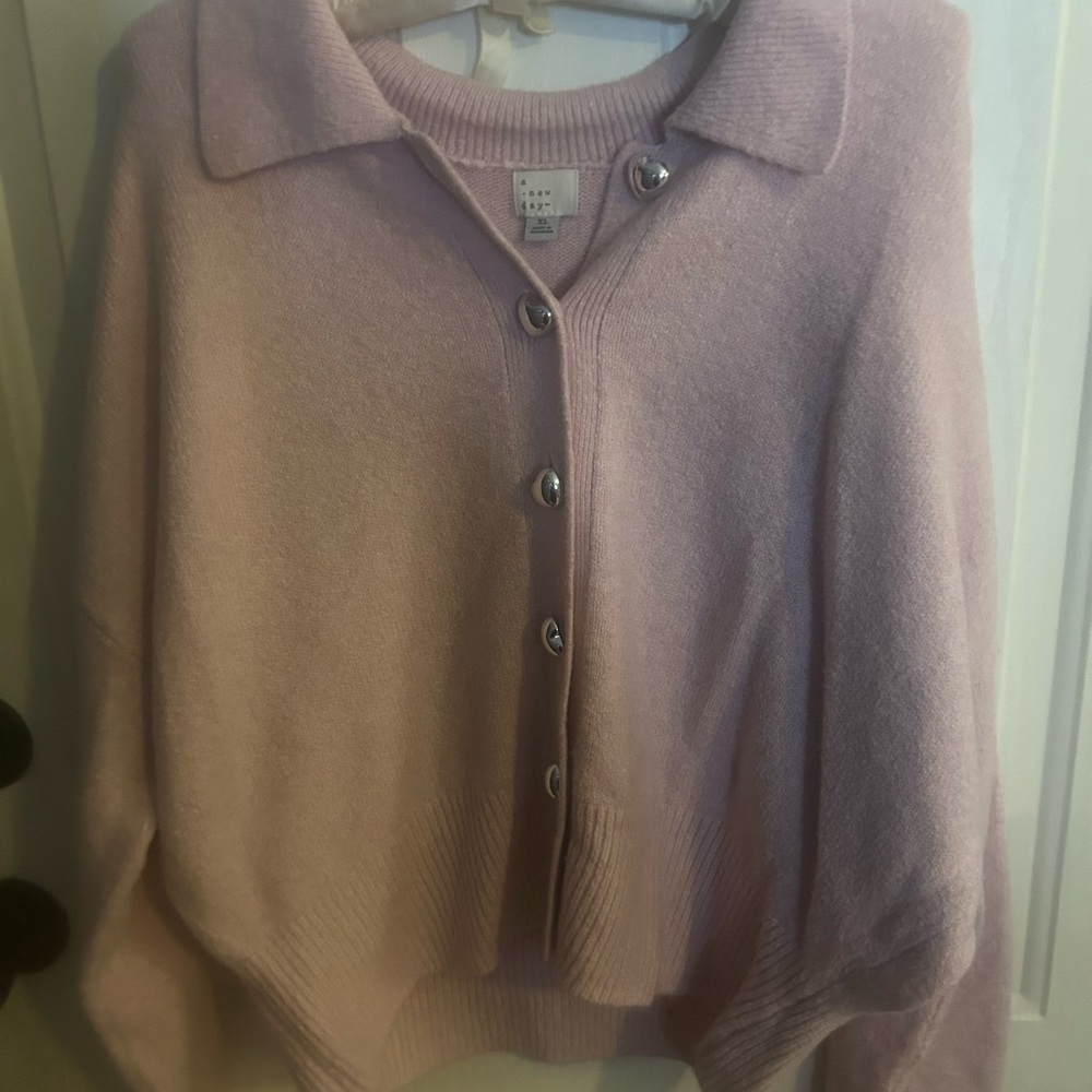 a new day Blush Pink Collared Button-Up Cardigan